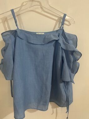 love J Light Blue Ruffle Cold-Shoulder Camisole